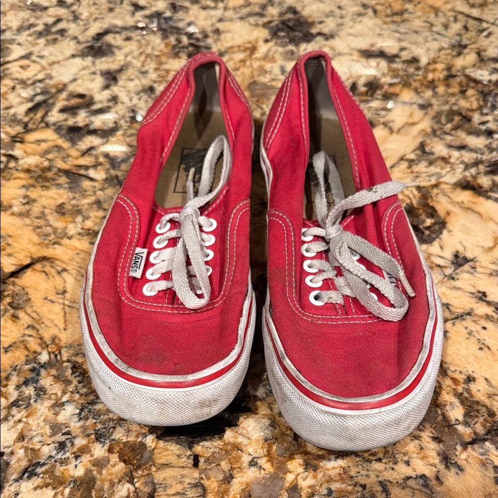 Vans Red Canvas Shoes with White Accents